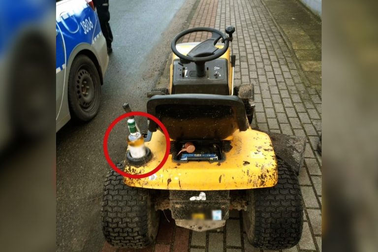 Miał blisko 2 promile i jechał traktorkiem ogrodowym W miejscu na