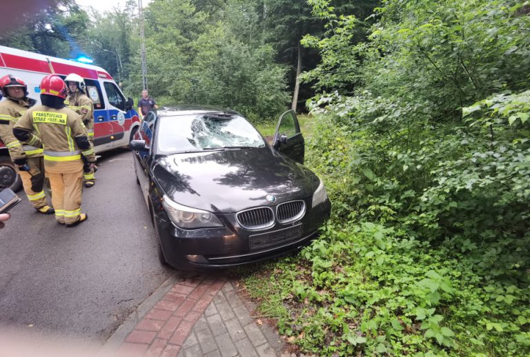 Kierowca BMW wjechał na chodnik i potrącił pieszych. Jedna