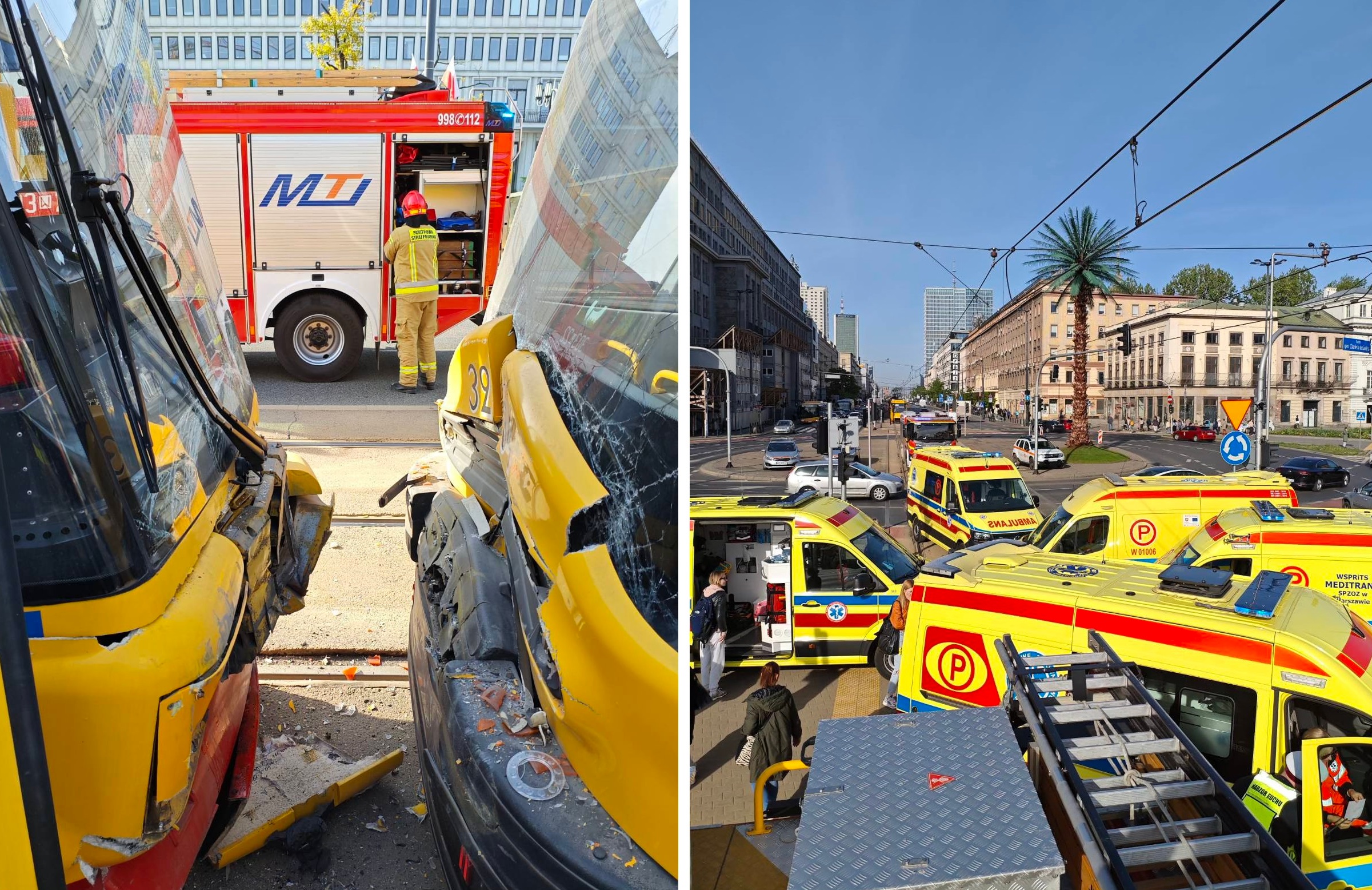 Zderzenie dwóch tramwajów w Warszawie. Poszkodowanych 12 osób