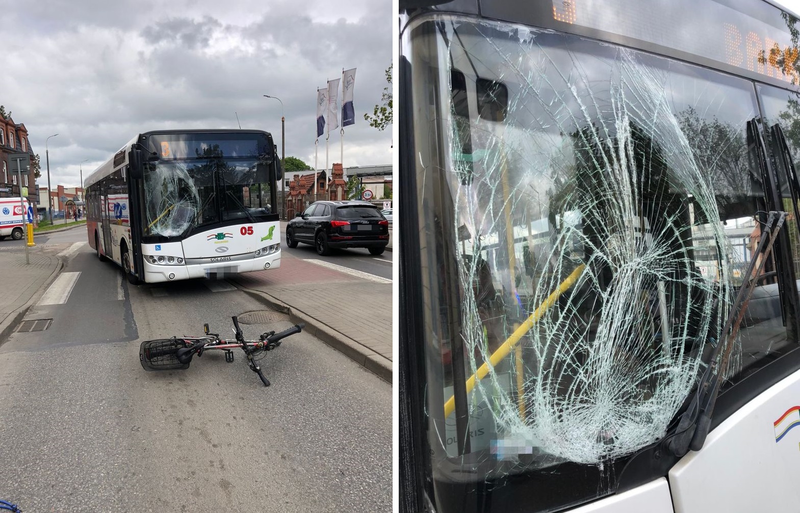Malbork: Nietrzeźwy rowerzysta wjechał wprost pod autobus. Z obrażeniami ciała trafił do szpitala